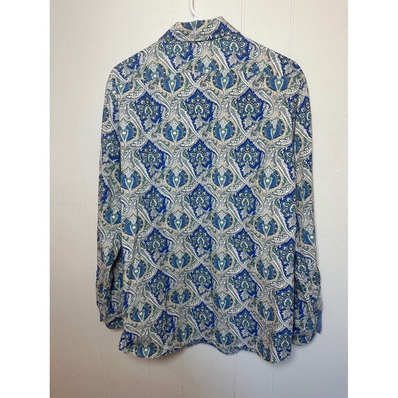 CREMIEUX Premium Denim Long Sleeve Button Down Shirt Men's Medium Paisley Print - Picture 7 of 9